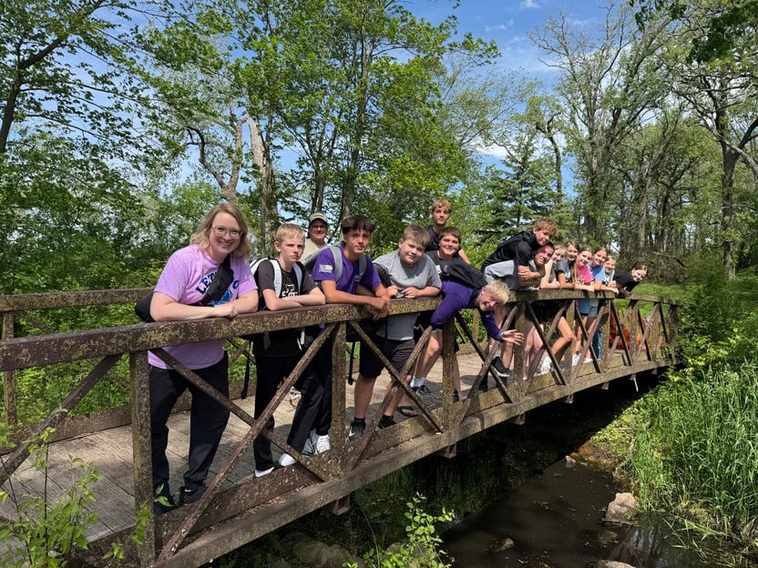 Students learning inside and outside of the classroom.