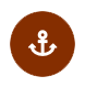 Picture of an anchor inside of a brown circle