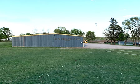 Picture of the bus garage taken from the road.